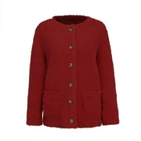 Ženski nejasni kaput plus veličina casual otvorena prednja plišana jakna zimska topla čvrsta ručka dugih
