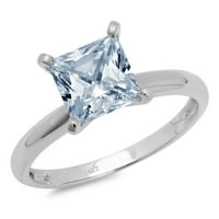 CT briljantna princeza Clear Simulirani dijamant 18k bijeli zlatni pasijans prsten sz 4