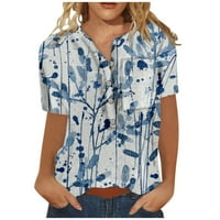Ljetne majice za žensko dugme s kratkim rukavima Tunic Bluze Modni ispisani Ljetni casual labavi FIT
