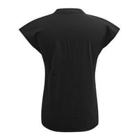 Žene Casual Solid V Crtton Dugme Pamučna mješavina kratkih rukava majica bluza TOP ženska žena Top košulja