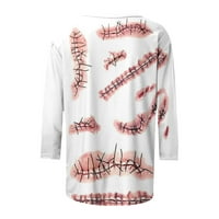 Lashall Hallowee košulje za žene Grafički rukav vrhovi pulover okrugli izrez smiješna slatka majica