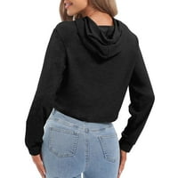 Čvrsta pulover za vrat na vrhu ženske modne dugih rukava s dugim rukavima, labave dukseve crne m