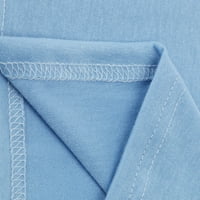 Scyoekwg majice kratkih rukava za žene Dressy Casual Solid Color Trendy Ljeto Udobne V-izrez čipke Basic Tees Loot Fit Tuntic Tops Light Blue XXL