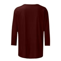 Anuirheih T majice za žene Ležerne prilike sa labavim bojama dugih rukava Crewneck bluze za spuštanje