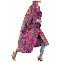 Dolkfu jakna za teške zimske modne žene tiskane džepne jakne Outerwear Cardigan Overcoat dugačak kaput