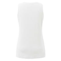 Beppter Žene Tenkovi Ljeto O vrat bez rukava Tuničke košulje Side Split Cisterne na vrhu Bijela, XL