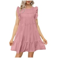 Ženska klirensa Čvrsta kratka kratka haljina bez rukava, ružičasta, XXL