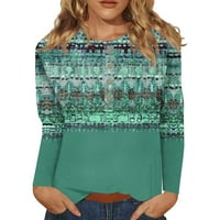 Košulje s dugim rukavima za žene na vrhu Ležerne prilike Henley vrat Print pulover majice za žene