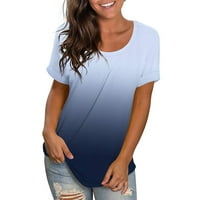 Mnjin Ženske majice i bluze Ženska ljetna modna ležerna majica s rešetkom od tiskane majice Top bluza