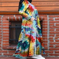Žene Ležerne prilike Cvjetni ispis Kontrastni patentni zatvarač sa zatvaračem Musliman Maxi haljina
