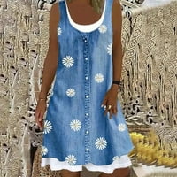 Sandresses za žene Ležerne ljeto lažna dvodijelna thirt tenk midi closety haljina na plaži cvjetni print