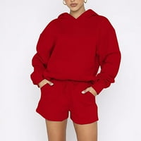 Hazyrey ženske dukseve dugih rukava Trendy Solid labav bluze Naslovnica Naslovnica Ležerne pulover Red