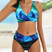 Ženski kupaći kostima Tummy Control ispisani V izrez Boja blok Plaža Tkanina: Poliester Spande Plivanje