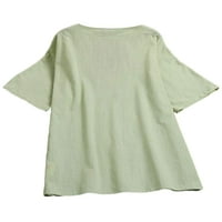 Glookwis Women V izrez Tunnic Bluza Vintage T Majica Modni casual majica Okrenite majicu Ogrlice