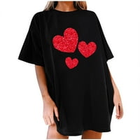 Ženske modne košulje u obliku slova u obliku srca udobne casual labave bluze kratki rukav Tees Crewneck