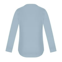 Žene Casual V-izrez T-majice Labavi kratki rukav Tip od punog rukava Tunic Tops Bluuse Blue XL