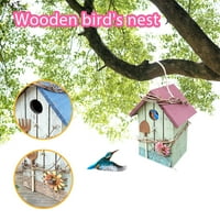 Popust Drvena ptica kuća gniježđenje Bo viseće ptice gnijezdi kućni vrt ukras