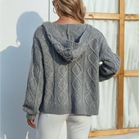 Ženski pleteni kaput - tanak elegantan kabelski džemper prema gornjem odjećnju kardigan dugih rukava