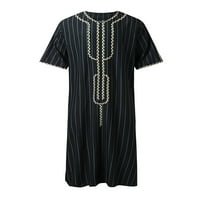 Muški dugi haljini V izrez Maxi majica muslimanski molitvar ogrtač vintage tops praznične košulje crne