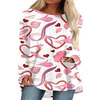 Majica WRCNOTE za žene posada izrez The Heart tiskana majica za Valentinovo Ležerne pulover nariv na