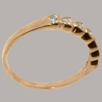 Britanci napravio 14k ružični zlatni prsten sa kubnim cirkonijom i prirodnim akvamarinskim ženskim vječnim