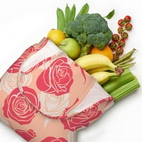Platno torba za žene, dvije boje romantičnih ruža velike za višekratne torbe za višekratnu upotrebu,