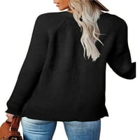 Biekopu Ženski džemper sa slobodnim stilom, puna boja dugih rukava V-izrez V-izrez