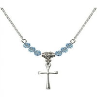 Rodijumska ogrlica s plavim matarnim mjesecom mjesec dana kamene perle i malteški križni šarm