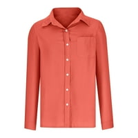 TURILLY SHIrts za ženske majice gumne u boji V izrez labava bluza Žene Ležerne prilike na dugim rukavima