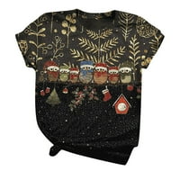 Rovga Labavi ženski majice kratki rukav 3D Božićni tiskani tiskani O-izrez Tee majica Thirt majice za