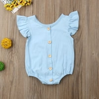 Canrulo novorođenčad Dječje djevojke djeca ruffle posteljina romper bljeskalice odijelo za sunčanje odjeća postavljena plava 0- mjeseci