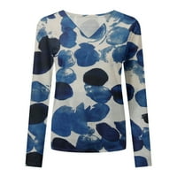Žene Casual Plus Size labava bluza Trendy majica Dugi rukav plus Veličina Leopard Patchwork V-izrez