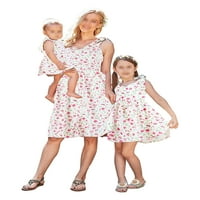 Groanlook mammy i mi porodični podudarajuće haljine bez rukava s rukavicama cvjetno tisak ljeto sandress