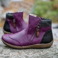 Čizme za hranjivo rub za ženske cipele Mješane boje Zipper kratke zapadne rodeo gležnjače ljubičaste