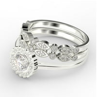 Prekrasno 2. KRATA KROZ KROZ DIAMOND MOISTANITE zaručnički prsten, vjenčani prsten HALO, dva podudarna