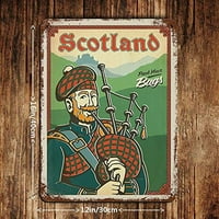 Vintage Retro World Travel Scotland Torba Piper Tin znak Vintage Metal Pub Club Cafe bar Početna Zidna