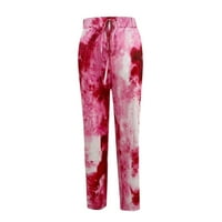 Žene Tie-Dye Yoga Sport pantalone Pocket Ležerne prilike Laose Hlače Odjeća Yoga Hlače crvene m