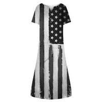 Atinetok Formalne haljine za žene 4. jula Modni gumb s ljuljačkim tunikom Patriotske duge haljine sa