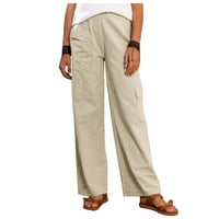 Eashery ženske haki hlače plus veličina labave pantalone za žene Ženske hlače Ljeto Khaki 3xl