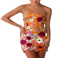 Peyakidsaa ženska cijev vrhunska haljina bez rukava bez rukava 3D cvjetna veznica Bodycon mini haljina