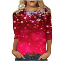 Slatki vrhovi za žene rukav za odmor Božićni grafički grafički ispis lagani duks majica pulover bluzes