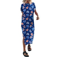Ženska ljetna majica Maxi haljina Batwing rukav Crewneck casual labav prorez bočne duge plaže Dreses