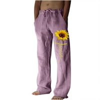 Muške hlače Muške modne Ležerne male pamučne posteljine otisnute posteljine pantalone Večeve hlače Velike