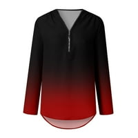 Ženske vrhove čišćenja Ženske ljetne košulje Zip Ležerne prilike TUNIC V-izrez za bluzu za blugu