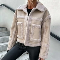 Ketyyh-Chn Beige Traper Jakna za žene Ženske vunene kapute reverl plišana jakna za preveliku jaknu sa