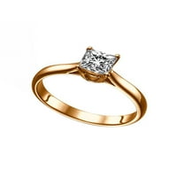CT dijamantni zaručni prsten u 14K ružićom Gold Solitaire Cathedral Princess
