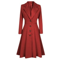 Softmallow zimski jakne kaputi za žene, žene zimske rever dugme dugačak kaput jakna dame dame prekriva