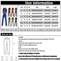 Jumpsuits za ženske gumne za podudaranje boja V-izrez tisak za šivanje vitki ženski ljetni vrhovi smeđi