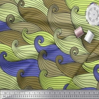 Soimoi Green Heavy Canvas tkaninski umjetnički valovi apstraktna ispis tkanina sa dvorištem široko