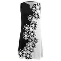 Modna ženska haljina ljeto print šuplje sa otvorenim bez rukava, bijelo, xxl